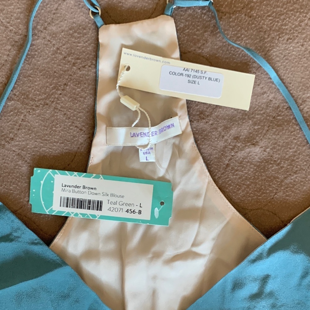 Lavender Brown dusty blue Button-Front Camisole - Picture 3 of 4